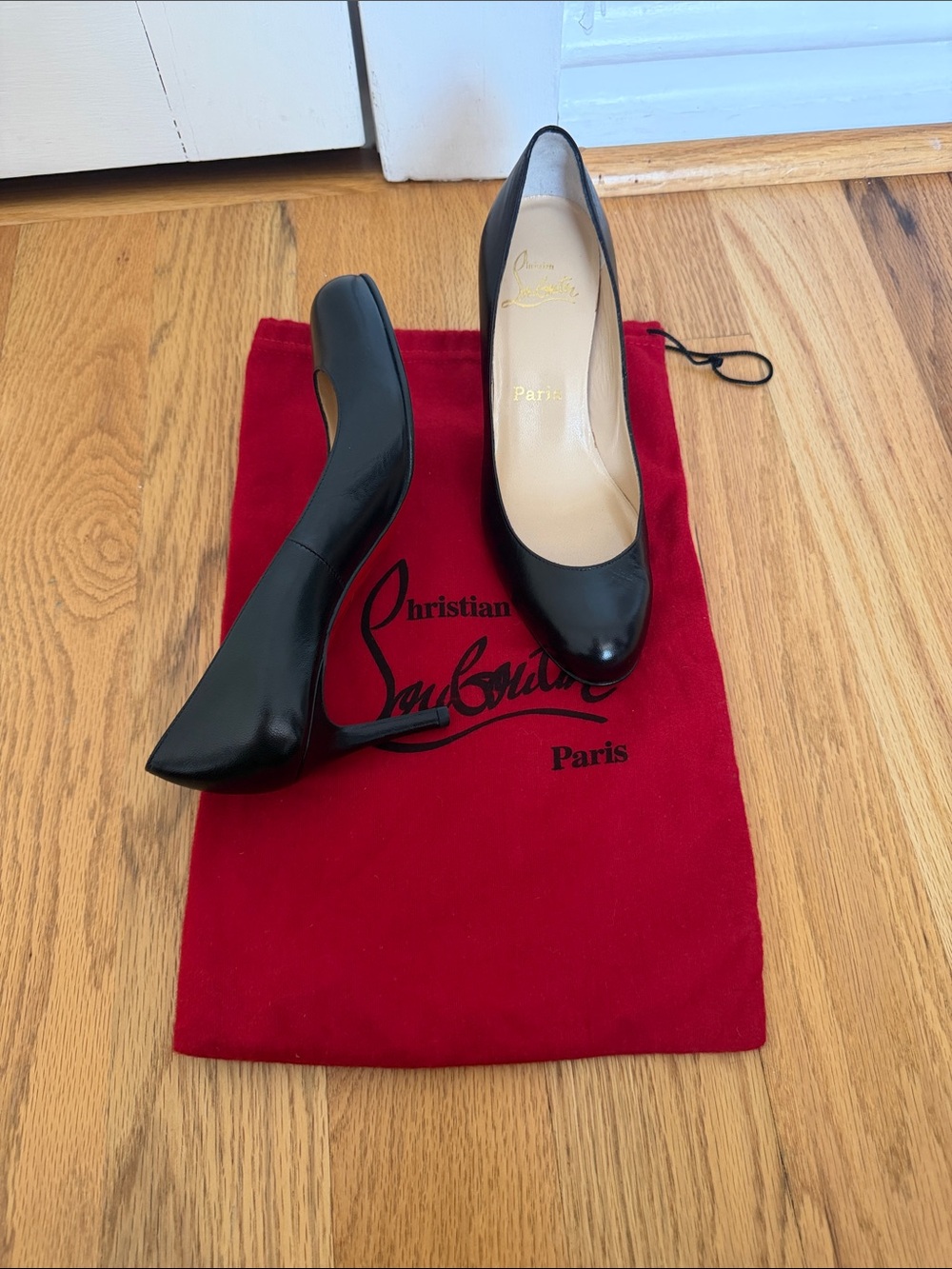 Christian Louboutin Black Patent Leather Pointed-Toe Pumps